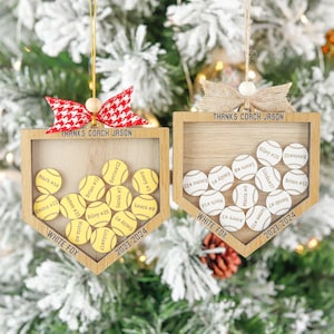 Custom Baseball Softball Coach Shaker Ornament, Personalized Thank You Coach, Coach Appreciation Gifts Team Ornaments, Teams Gifts for Coach