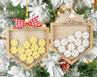 Custom Baseball Softball Coach Shaker Ornament, Personalized Thank You Coach, Coach Appreciation Gifts Team Ornaments, Teams Gifts for Coach