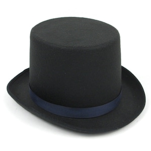 BLACK TOP HAT Costumes Ribbon Magician Gentleman Felt 6 Tall 20s black-top-hat-costumes-ribbon-magician-gentleman-felt-6-tall-20s