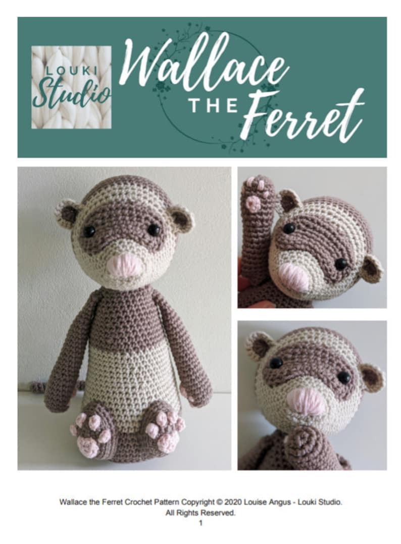 Wallace the Ferret Crochet Amigurumi Pattern PDF image 1