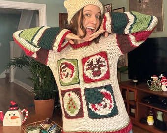 Crochet Christmas Sugar Cookie Sweater PATTERN