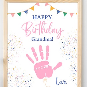 Alles Gute zum Geburtstag Karte Kinder Handabdruck Art Craft für Oma, spezielle Andenken Andenken Digitaler Download
