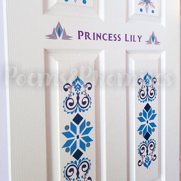 Personalized Frozen Door Decal, Princess Room Decor