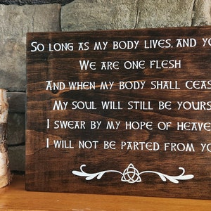 Outlander One Flesh Sign, Never Part Sign, Outlander Decor, Wedding Gift, Gift For Her, Gift For Him, Outlander Gift, Master Bedroom Sign