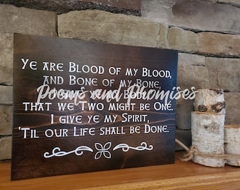 Bone of My Bone Sign, Outlander Wedding Sign, Outlander Wedding Vows, Scottish Wedding Vow, Outlander Gift, Master Bedroom Sign