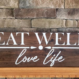 Eat Well Love Life Sign, Wooden Kitchen Sign, Foodie Sign, Kitchen Pantry Sign, Pantry Decor,  Kitchen Sign, Kitchen Decor