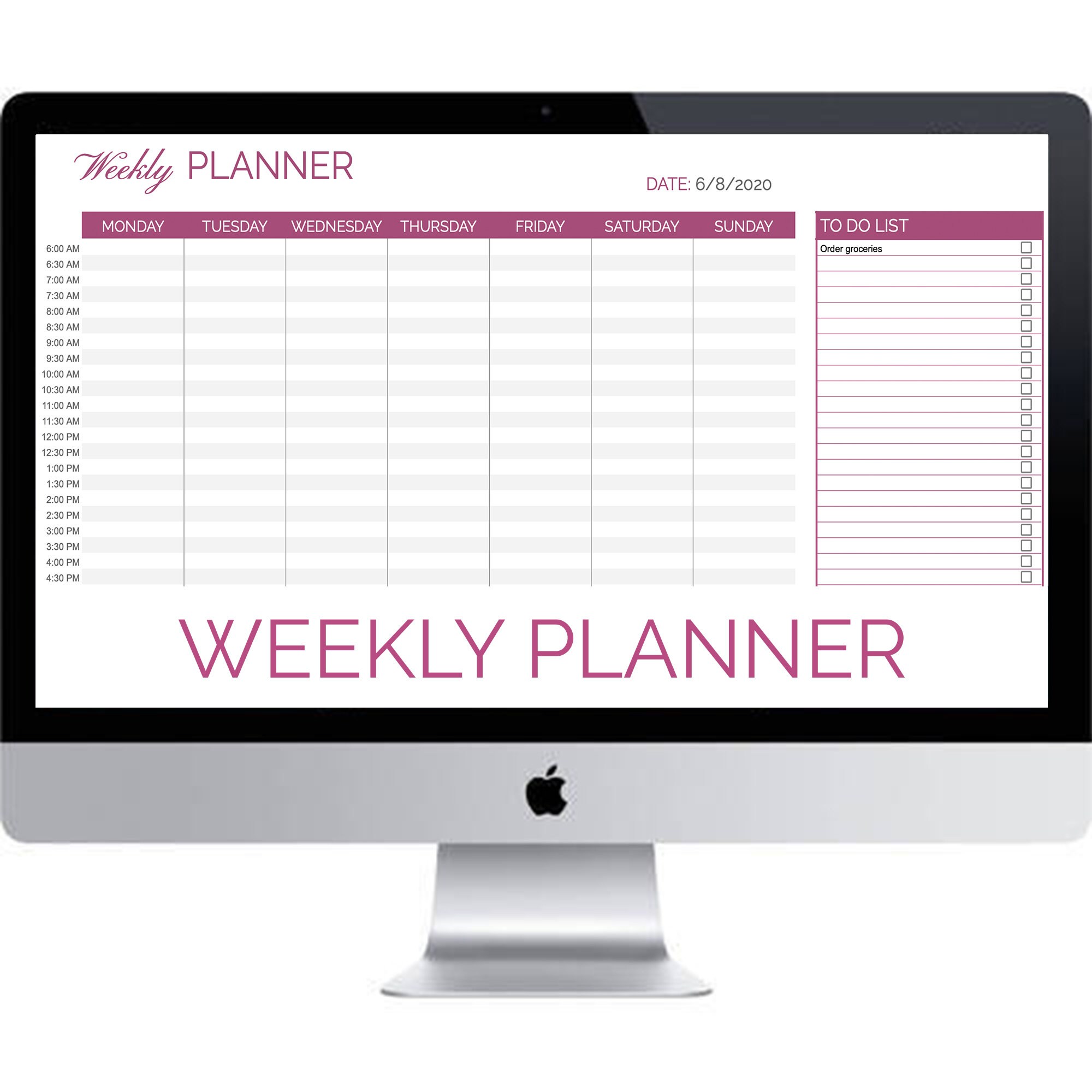 Easy Weekly Schedule Planner Google Sheets Instant Download Etsy