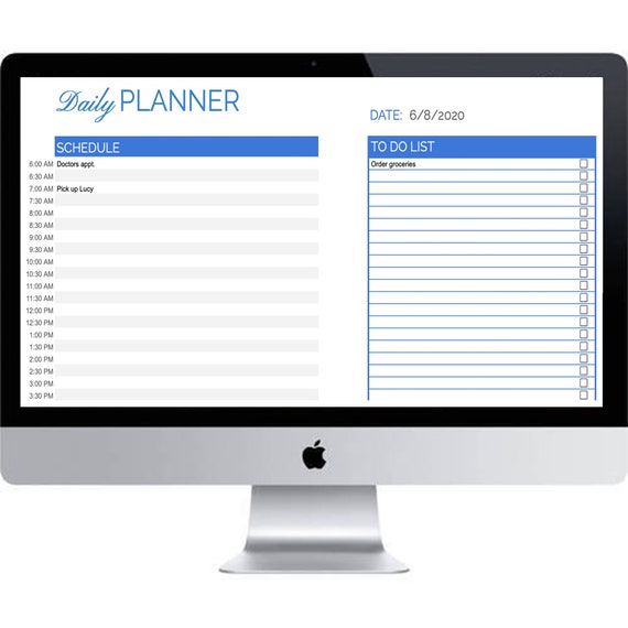 Easy Daily Planner Google Sheets Instant Download Etsy