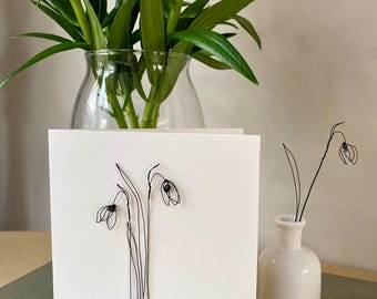 Handcrafted Wire Snowdrops Card