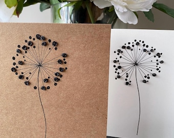 Handcrafted Wire and Ink Allium Seed head Card