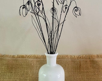 Seven Handmade Wire Snowdrops-Contemporary Wire Flower-Springtime-Mothers Day gift