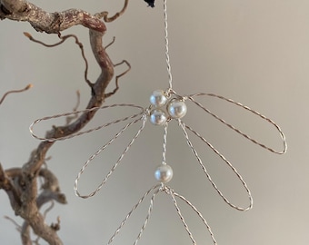 Handmade Festive Wire Mistletoe Branch-wall hanging-Christmas decoration-seasonal home decor