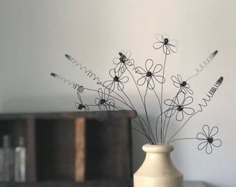 Handmade Wire Daisy Flower Bouquet-everlasting flowers- arrangement-housewarming gift-Summer bouquet-gift her for