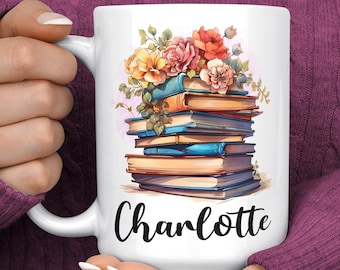 Book Nerd Mug - Personalised Bookworm Gifts - Book Lover Gifts for Women & Girls - Custom Book Lover Mug - Book Themed Gifts