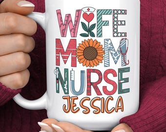Taza de Enfermera Personalizada - Taza de Café de Enfermera Personalizada - Regalos Personalizados para Enfermeras - Regalos para Enfermeras - Taza de Enfermera Práctica - Regalo Personalizado para Enfermeras - Regalo de Agradecimiento para Enfermeras