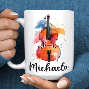 Kontrabass-Kaffeetasse - Individuelle Kontrabass-Spieler-Geschenke für Männer - Personalisiertes Geschenk für Frauen - Kontrabass-Musiklehrer - Geburtstagsgeschenke