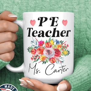 PE Teacher Gift - PE Teacher Mug - Personalised PE Teacher Coffee Cup - Physical Education Teacher Mug - Custom Gift For Gym Teacher