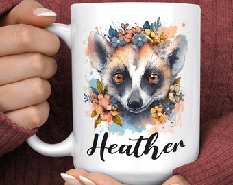 Lemur Mug - Personalized Lemur Gift - Lemur Lover Mug - Custom Lemur Coffee Mug - Lemur Gifts for Girls - Lemur Birthday - Lemur Lover Mug