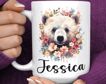 Polar Bear Gift - Personalized Polar Bear Coffee Mug - Polar Bear Gifts for women - Polar Bear Gift Idea - Cute Polar Bear Themed Gifts