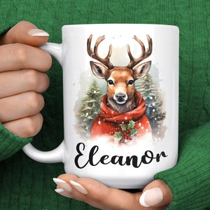 Reindeer Christmas Gift - Personalised Reindeer Mug - Christmas Decor - Custom Christmas Mug - New Year Christmas Gift - Reindeer Name Mugs
