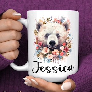 Polar Bear Gift - Personalized Polar Bear Coffee Mug - Polar Bear Gifts for women - Polar Bear Gift Idea - Cute Polar Bear Themed Gifts
