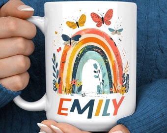 Rainbow Mug - Kids Rainbow Mug - Kids Mug Christmas Gift - Mug For Kids - Personalised Children's Mug - Children's Rainbow Mug