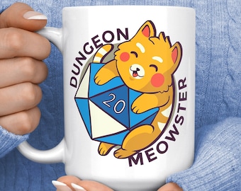 ダンジョン・ニャースター・マグカップ - Dndギフト - ダンジョンズ＆ドラゴンズ - 猫好きへのギフト - おもしろ猫コーヒーマグ