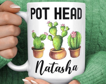 Plant Mug - Custom Cactus Mug - Pot Head Mug - Cactus Lover Mug - Personalised Gift For Plant Lovers - Gardening Mug - Plant Mom Mug