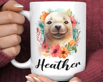 Seelöwe Becher - personalisierte Seelöwen-Geschenk - Seelöwen-Liebhaber-Geschenk - Ozean-Liebhaber-Becher - Meeresbiologie-Becher - Geburtstagsgeschenk für Seelöwen-Liebhaber