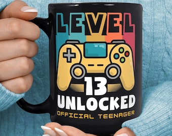 13e verjaardagsmok - officieel cadeau gamer tiener - mok niveau 13 ontgrendeld - tienercadeau - cadeau voor 13-jarige - wordt 13