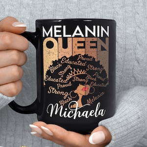 Melanin Queen Mug - Custom Black Women Mug - Black Girl Birthday Gift - Gifts for Black Women - Afro Woman Mug - Sassy Mugs - Boss Girl Mug