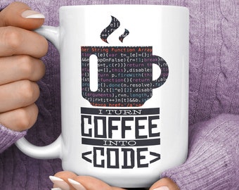 Software Engineer Mug - I Turn Coffee Into Code Mug - Gift for Coder - Programmer Gift - Programmer Mug - Software Engineer Gift -