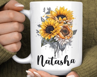 PERSONALIZED Sunflower Mug - Sunflower Coffee Cup - Sunflower Lover Gift - Fall Gift - Sunflower Cup - Sunflower Birthday