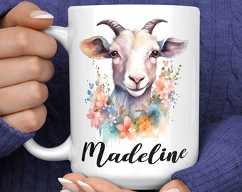 Goat Mug - Goat Gifts for Her - Goat Coffee Mug - Goat Lover Gift - Cute Goat Coffee Cup - Personalized Goat Birthday Gift for Girls
