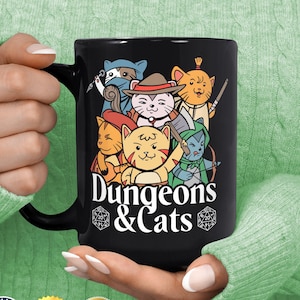 Dungeons And Cats Mug - Dnd gift - Dungeons & Dragons - Gifts For Cat Lovers - Funny Cat Coffee Mug