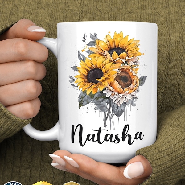 Mug tournesol personnalisé - tasse à café tournesol - cadeau pour amoureux de tournesol - cadeau automne - tasse tournesol - anniversaire tournesol