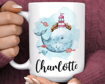 Whale Mug - Personalized Whale Coffee Mug - Custom Whale Gift - Whale Coffee Cup - Whale Lover Gifts - Whale Birthday Christmas Gift