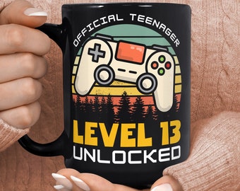 13e verjaardagsmok - officieel cadeau gamer tiener - mok niveau 13 ontgrendeld - tienercadeau - cadeau voor 13-jarige - wordt 13