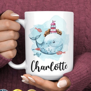 Whale Mug - Personalized Whale Coffee Mug - Custom Whale Gift - Whale Coffee Cup - Whale Lover Gifts - Whale Birthday Christmas Gift