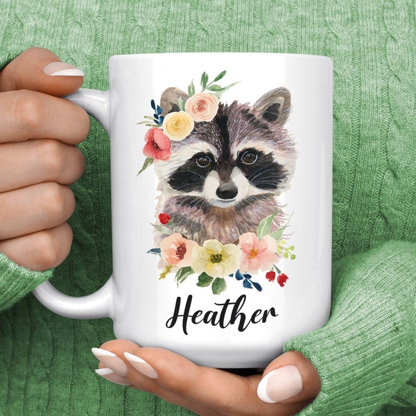 Raccoon Mug - Personalized Raccoon Mug - Raccoon Gifts for Raccoon Lovers - Woodland Animal Coffee Cup - Cute Raccoon Themed Gift