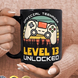 13th Birthday Mug - Official Teenager Gamer Gift - Level 13 Unlocked Mug - Teenager Gift - Gift For 13 Year Old - Turning 13