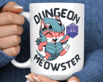 Dungeon Meowster Mug - Dnd gift - Dungeon Master Mug - Gifts For Cat Lovers - Funny Cat Coffee Mug - DnD Gift - D&D Party Mug