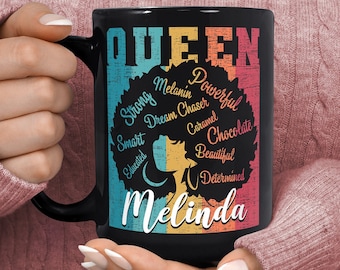 Melanin Queen Mug - Custom Black Women Mug - Black Girl Birthday Gift - Gifts for Black Women - Afro Woman Mug - Sassy Mugs - Boss Girl Mug