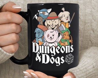 Dungeon Dogs Mug - Dnd gift - Dungeons & Dragons - Gifts For Dog Lovers - Funny Dog Coffee Mug - Dog Dungeons Dragons
