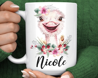 Ostrich Mug - Personalized Ostrich Gift - Cute Ostrich Themed Birthday Gift - Custom Ostrich Mug - Ostrich Lover Gifts - Ostrich Coffee Cup