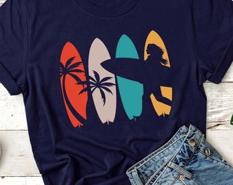 Surfer Girl Shirt - Surfboard Women - Surf Ocean Retro Surfing Tee - Womens Beach T-Shirt - Surfing Trip Shirt - Gift For Surfing Lover