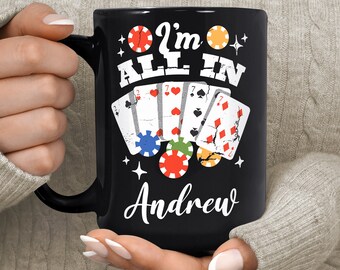 Poker Player Gift - Poker Player Mug - Poker Gift - Card Player Mug - Poker Tournament Gift - Poker Tournament Mug- Poker Fan Gift