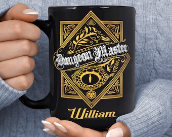Dungeon Master Mug - Dungeons and Dragons Mug - DnD Gift - D&D Party Mug - Personalised D and D Gift - Dragon and Dice Mug - Dungeon Daddy