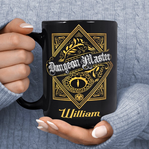 Dungeon Master Mug - Dungeons and Dragons Mug - DnD Gift - D&D Party Mug - Personalised D and D Gift - Dragon and Dice Mug - Dungeon Daddy