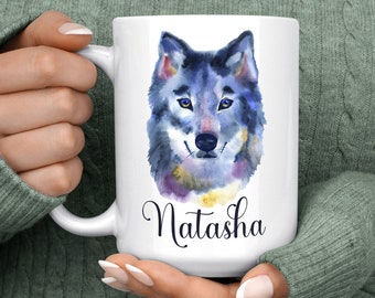 Wolf Mug - Personalised Wolf Gift - Wolf Coffee Cup - Wolfdog Mug - Custom Mugs for Women - Animal Coffee Mug